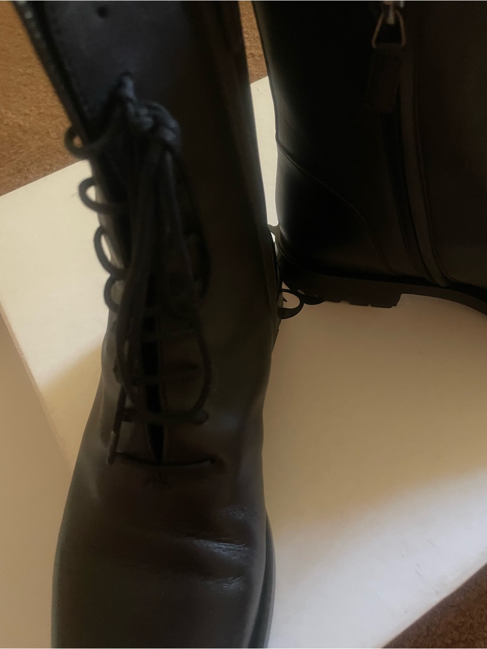 Manolo Blahnik Black Leather Lace-Up Ankle Boots - Picture 5 of 9